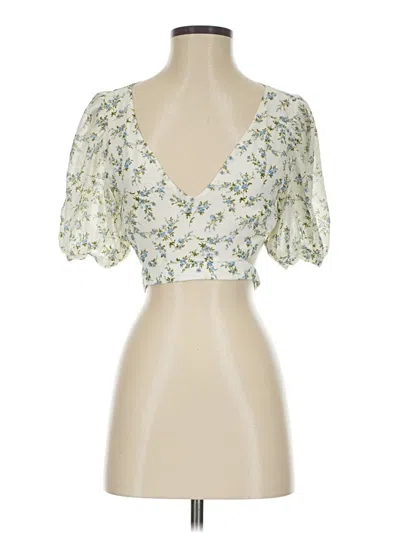 Pre-owned Hello Molly Short Sleeve Blouse In Ivory