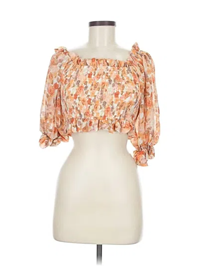 Pre-owned Hello Molly Short Sleeve Blouse In Orange