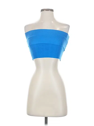 Hello Molly Sleeveless Top Blue Strapless Neckline Tops