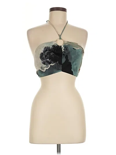 Pre-owned Hello Molly Sleeveless Top Green Halter Neckline Tops