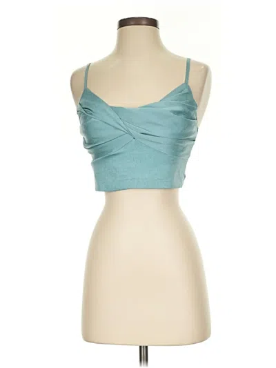 Pre-owned Hello Molly Sleeveless Top Teal Sweetheart Neckline Tops In Blue