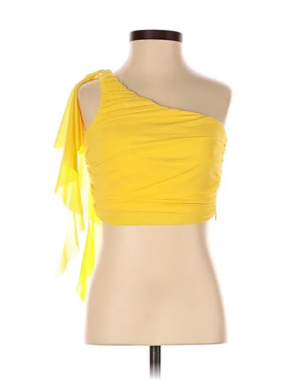 Pre-owned Hello Molly Sleeveless Top Yellow One Shoulder Neckline Tops