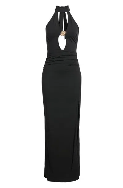 Hello Molly Sultry Secrets Halter Dress In Black