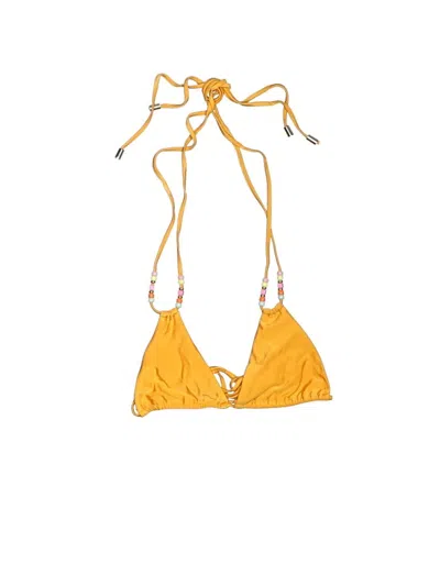 Pre-owned Hello Molly Swimsuit Top Yellow Swimwear