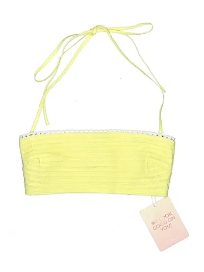Pre-owned Hello Molly Tube Top Yellow Strapless Neckline Tops