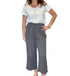 Hello Nite Cinched Waist Gauze Pant In Grey In Grey