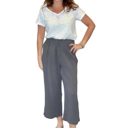 Hello Nite Cinched Waist Gauze Pant In Grey In Gray