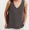 Hello Nite Deep V Neck Lounge Top In Grey In Grey