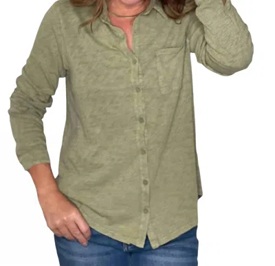 Hello Nite Perfectly Soft Button Up Shirt In Army Green