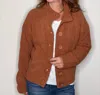 Hello Nite Plush Button Jacket In Terracotta In Brown