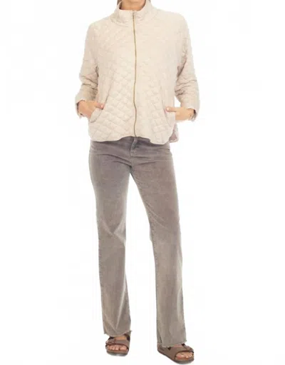 Hello Nite Quilted Zip Collar Jacket In Pearl Bow In Multi