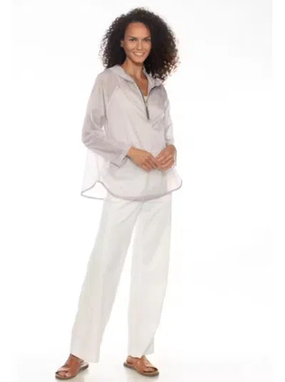 Hello Nite Ultra Light Zip Hood Pullover In Lilac Pearl In White