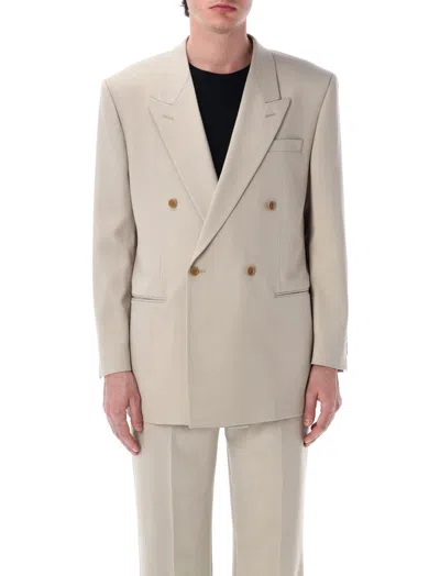 Hello Sunflower Beige Double-breasted Blazer In Sand