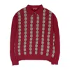 Hellrazor Burgundy Chain Half Zip Knit Sweater In Red