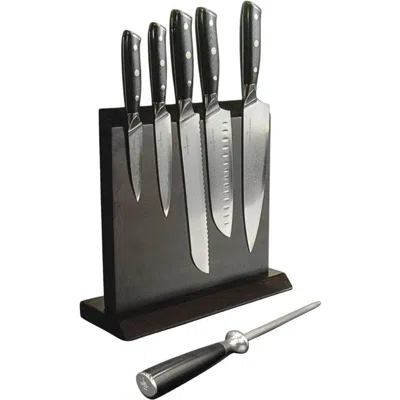 Hell's Kitchen 7 Piece Knife Set + Magnetic Board In Black