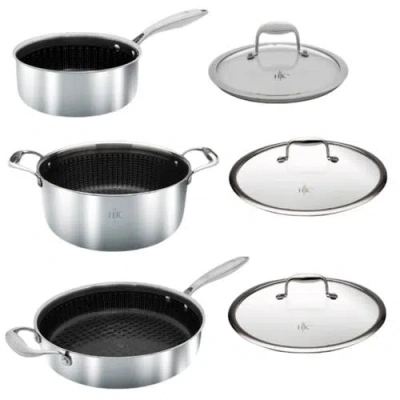 Hell's Kitchen Tri-clad Ss Hybrid 6pc Pot+lid Set