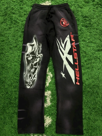 Pre-owned Hellstar Airbrush Sweatpants Flare Bottom Medium In Black