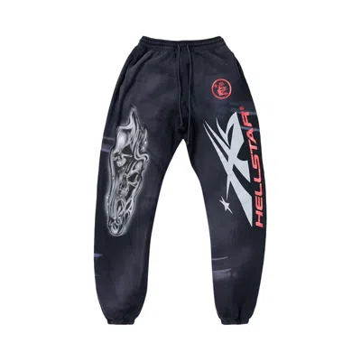 Pre-owned Hellstar Airbrushed Skull Sweatpants 'midnight Dye Black'