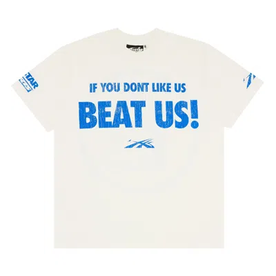 Pre-owned Hellstar Beat Us! T-shirt 'white/blue'