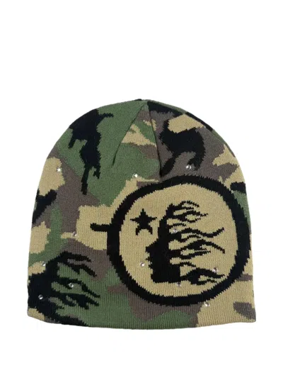 Hellstar Camouflage Beanie Hat In Green