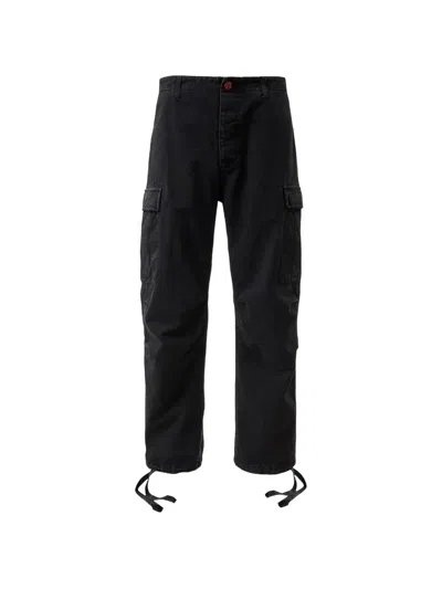Hellstar Canvas Drawstring-cuff Cargo Pants In Black