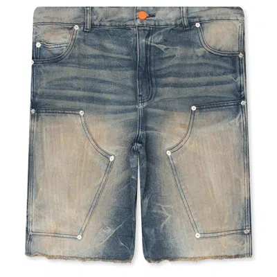 Hellstar Faded Carpenter Shorts In Blue