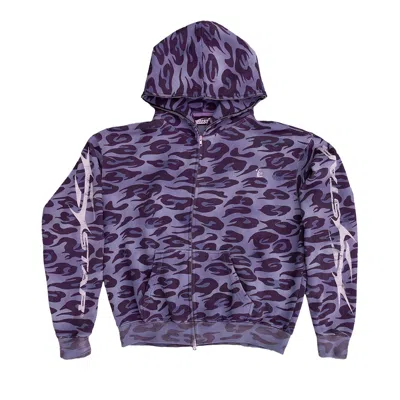 Pre-owned Hellstar Cheetah Zip Hoodie 'purple' | Men's Size S