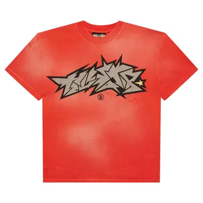 Pre-owned Hellstar Crack Print T-shirt 'red'