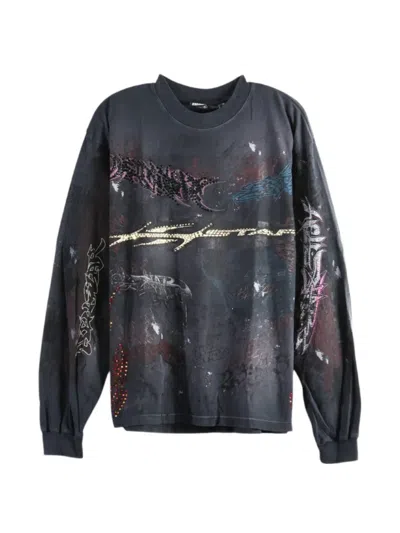 Hellstar Crystal-embellished Long-sleeve T-shirt In Black