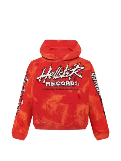 Hellstar Distressed Graphic-print Hoodie In Red