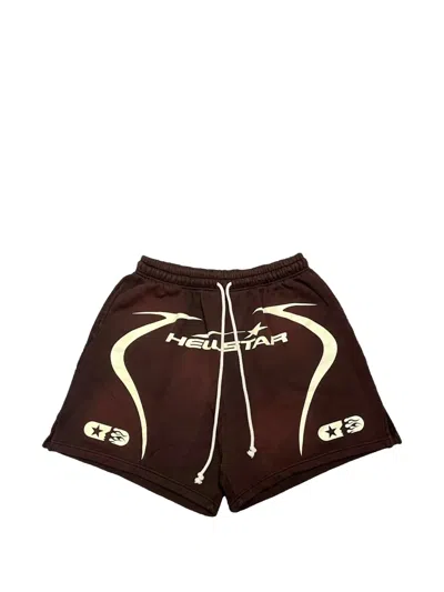 Hellstar Drawstring Graphic Track Shorts In Brown