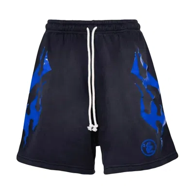 Pre-owned Hellstar Flame Logo Track Shorts 'black/blue' | Men's Size Xl