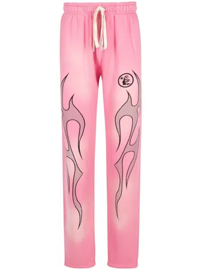 Hellstar Flame-print Track Pants In Pink