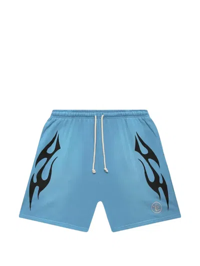 Hellstar Flame Shorts In Blue