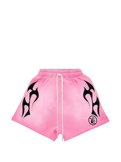 Hellstar Flame Shorts In Pink