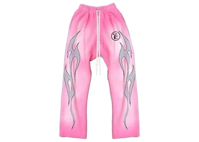 Pre-owned Hellstar Flame Sweatpants In Pink