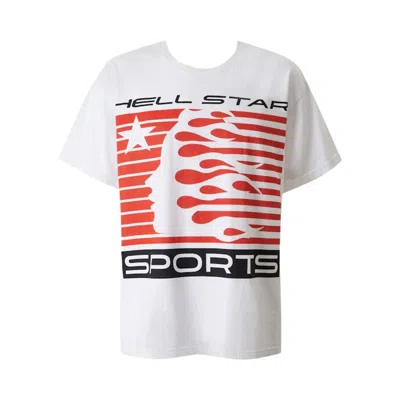 Pre-owned Hellstar Flame Tribal Motion T-shirt 'white' | Men's Size M