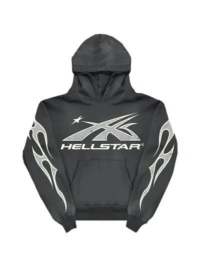 Hellstar Flame-print Hoodie In Gray