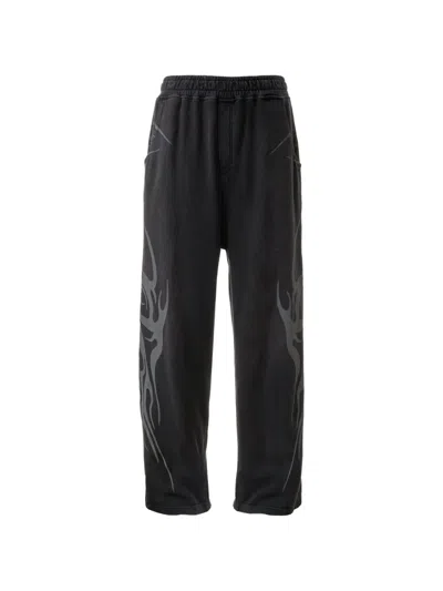 Hellstar Flame-print Track Pants In Black
