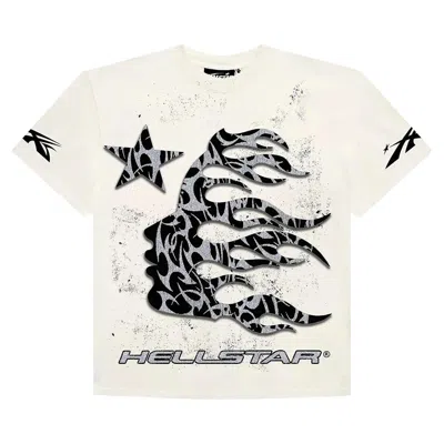 Pre-owned Hellstar Glitter P2p T-shirt 'black' In Cream