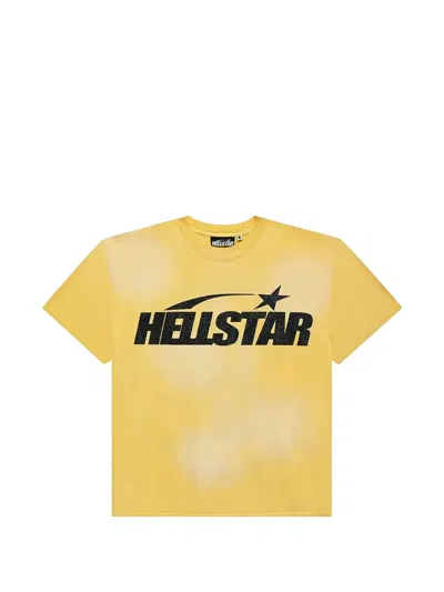 Hellstar Glitter-logo T-shirt In Yellow