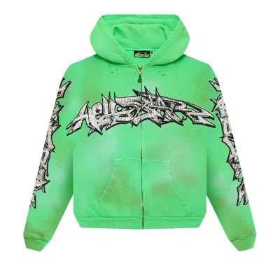 Pre-owned Hellstar Graffiti Zip-up Hoodie 'green' | Men's Size Xl