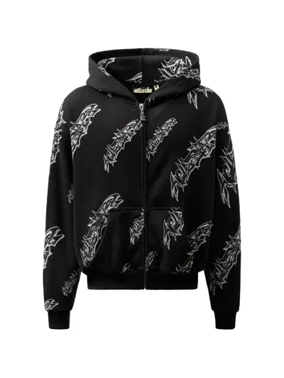 Hellstar Graffiti-print Zip-up Hoodie In Black