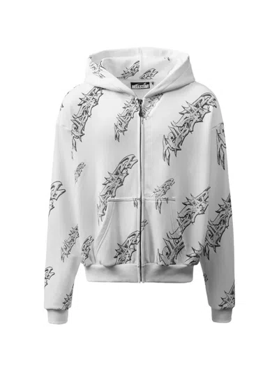 Hellstar Graffiti-print Zip-up Hoodie In White