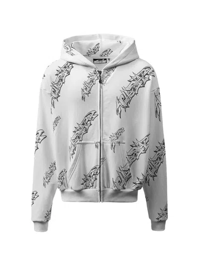 Hellstar Graffiti-print Zip-up Hoodie In White