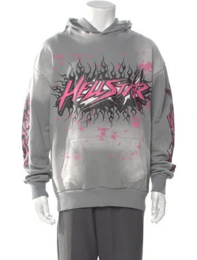 Pre-owned Hellstar Graphic Print Crew Neck Hoodie W/ Tags In Gray