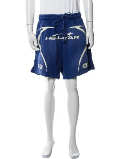 Pre-owned Hellstar Graphic Print Jogger Shorts In Blue