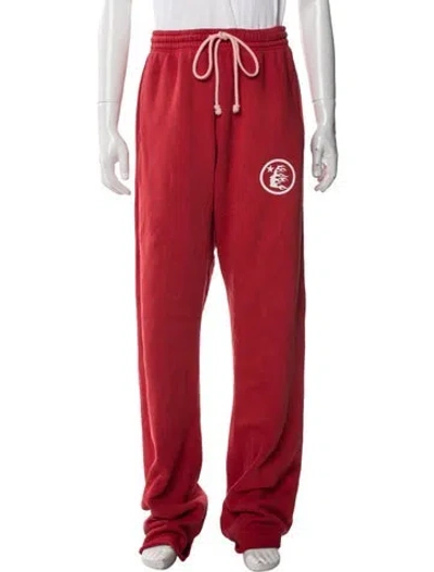 Pre-owned Hellstar Graphic Print Lounge Bottoms In Red