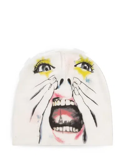 Hellstar Graphic-print Beanie Hat In White