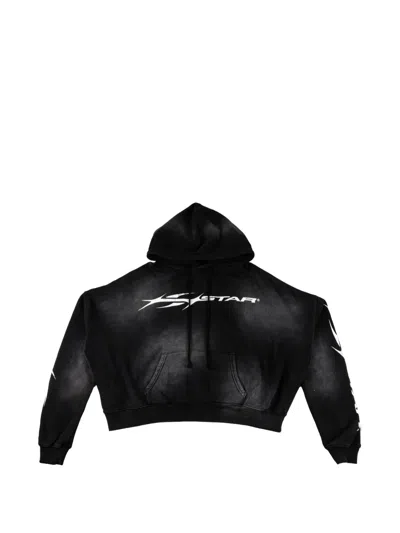 Hellstar H Star Cropped Hoodie In Black